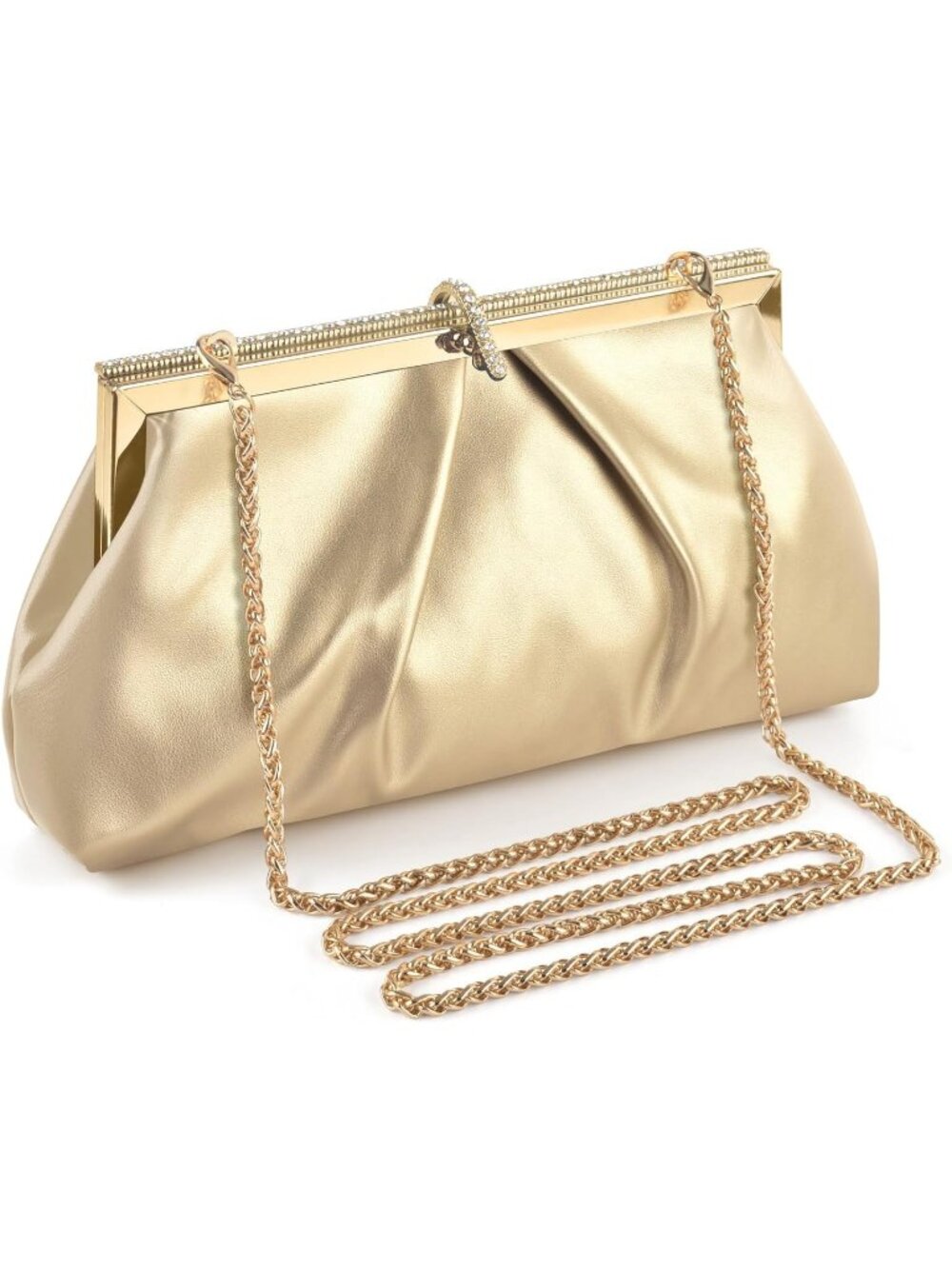 👜 Women's Gold PU Leather Formal Evening Bags Shoulder Party Cocktail Clutch